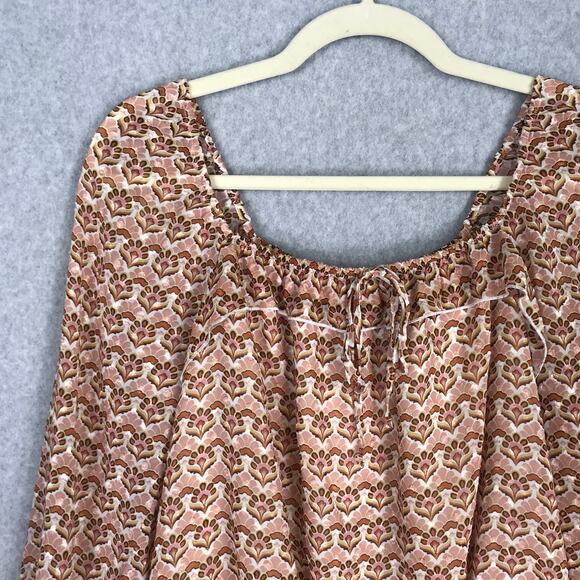 DR2 Anthropologie Blouse Womens Small Pink Ruffle Sheer Career Boho Cottage Twee - Picture 2 of 11